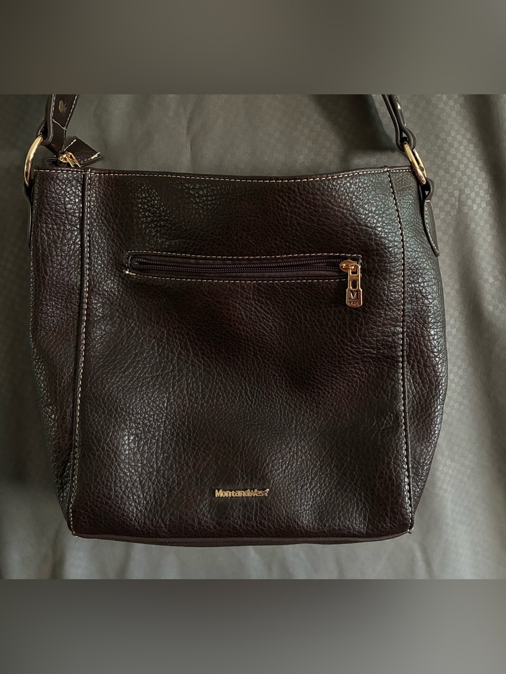 Montana West Brown Pebbled Vegan Leather Hobo Shoulder Bag w/Gold-Toned Hardware